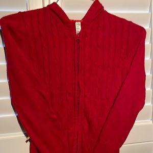 Girls Size M 7/8 Red Zip-Front Hoodie Sweater